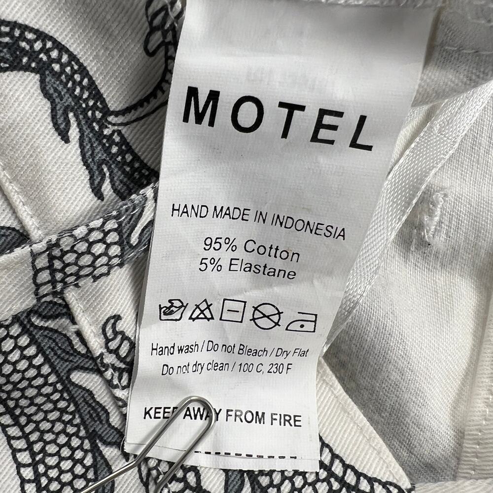 MOTEL Rocks Zoven Trousers Dragon Rope White High Waist 32" Inseam Size M - Picture 11 of 14